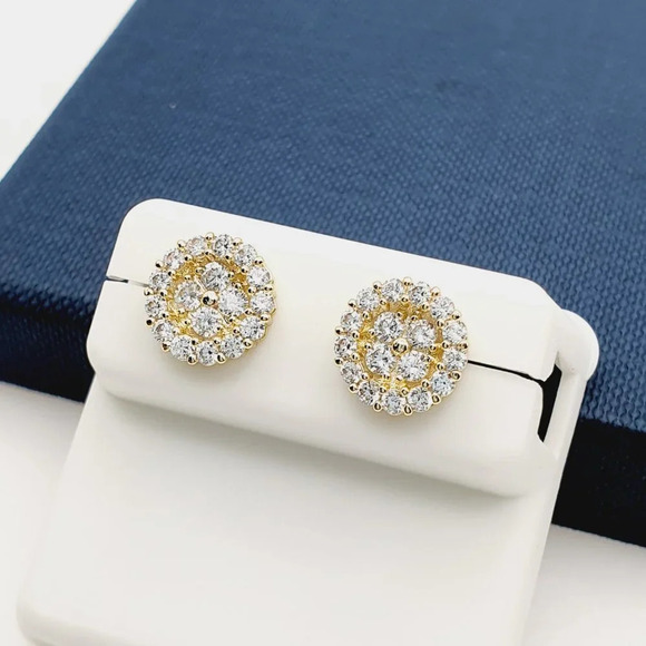 "14K Gold Plated Cubic Zircon Earrings, INUS1BR130 - Picture 9 of 10